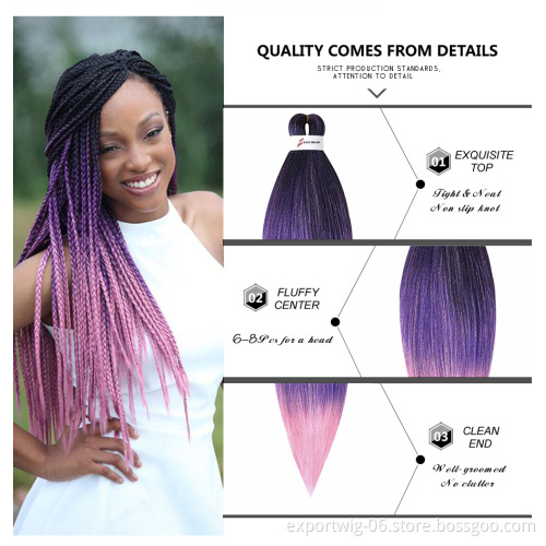 26 Inch Prestretched Braiding Hair High Quality Synthetic Hot Water Set Synthetic Pre-Stretched for Black Women Synthetic Fiber